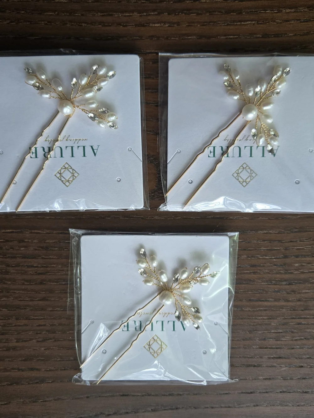 Allure Gold Pearl & Crystal Bridal Hair Fork